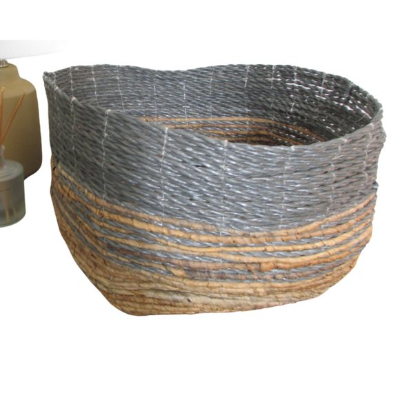 Large Slouchy Wicker Gray and Natural Basket - Picture 5 of 5